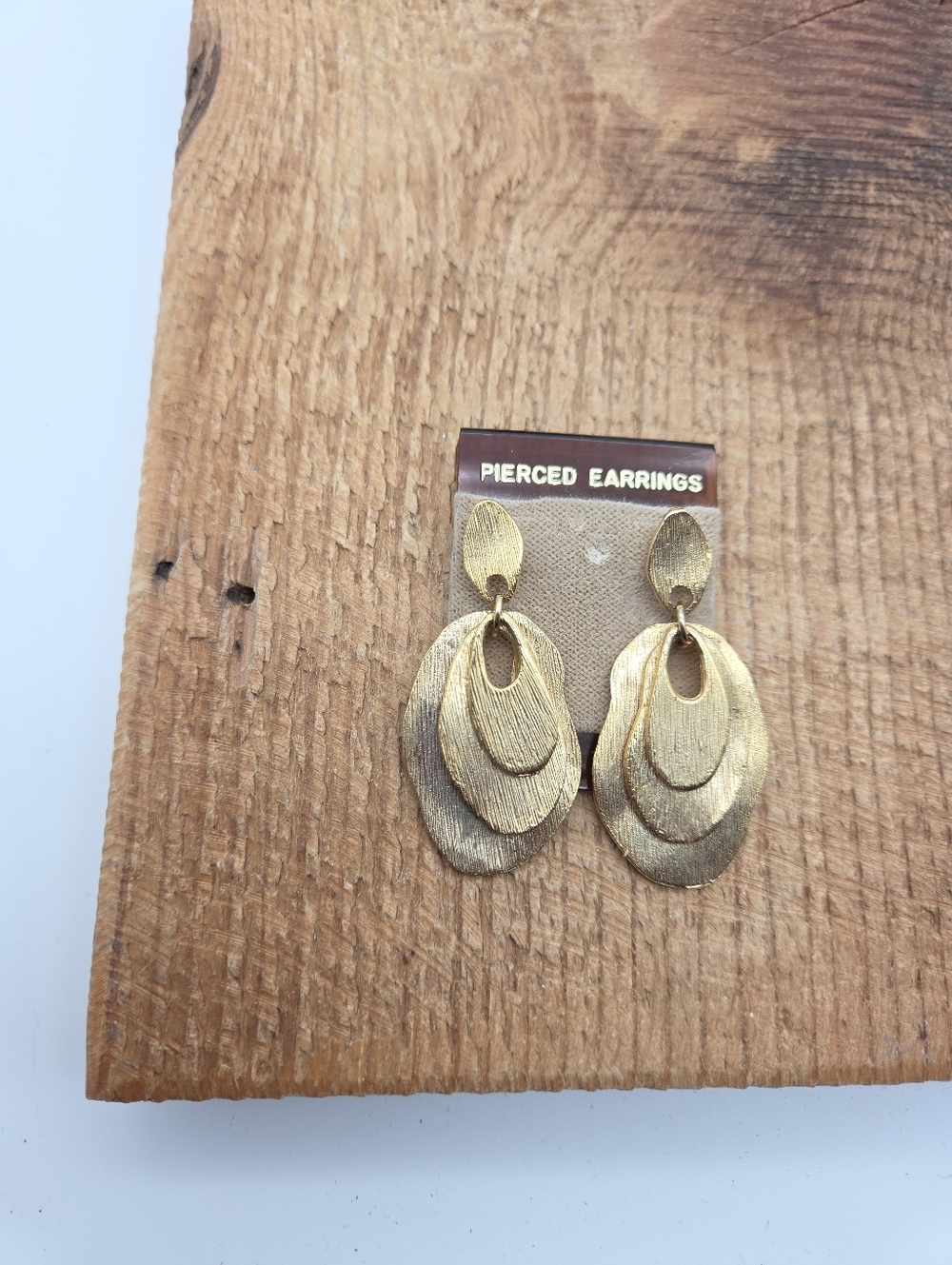 Gold Layered Oval Drop Earrings - Pierced